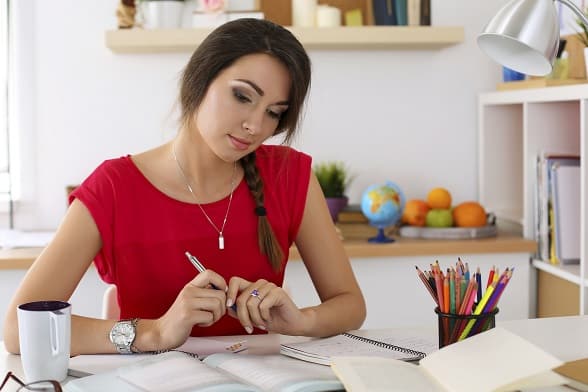 Female student at workplace